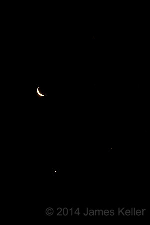 Crescent Moon, Jupiter and Venus